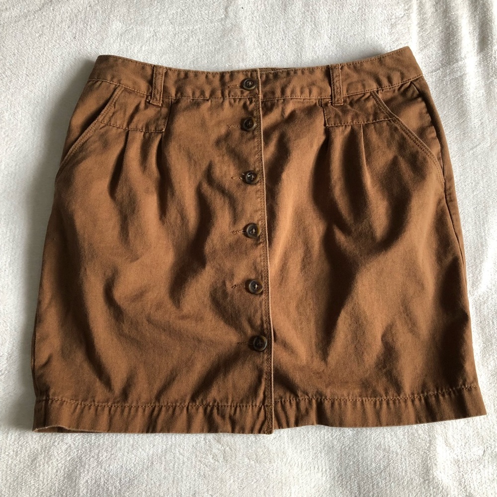 I ❤️ H81 Button Front Mini Skirt Brown